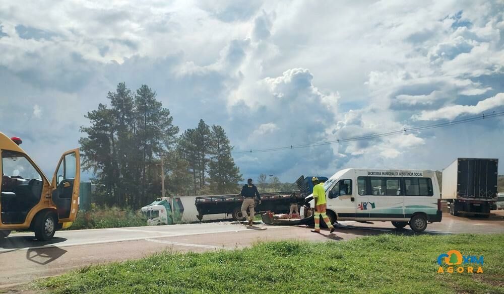 Imagem de compartilhamento para o artigo Colisão frontal entre caminhão e van deixa uma pessoa ferida na BR-163, próximo a Rio Verde da MS Todo dia